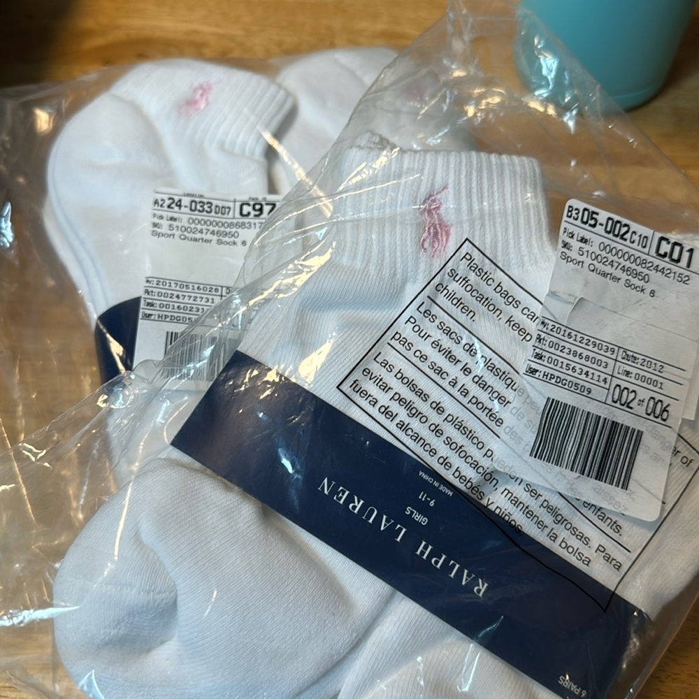 NWT RALPH LAUREN girls’ socks - size 9-11